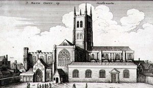 Kościół katedralny św. Zbawiciela i św. Marii Overie, Southwark autorstwa Wenceslaus Hollar