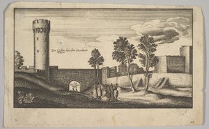 Wieża Kuniberta niedaleko Kolonii kopia, 1625-77. autorstwa Wenceslaus Hollar