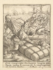 Kupiec, z Tańca śmierci, 1651. autorstwa Wenceslaus Hollar