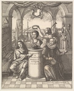 The Royal Society, frontyspis do Thomasa Sprata, The History of the Royal Society of London…, 1667. autorstwa Wenceslaus Hollar