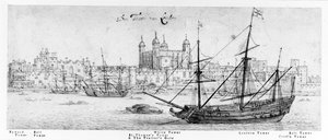 The Tower of London, ok. 1637-41 (pióro i atrament, grafit i toaleta na papierze)
