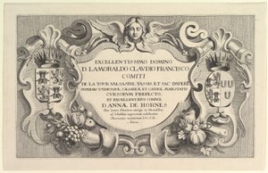 Tytuł wejścia do Hemissem, 1625-77. autorstwa Wenceslaus Hollar