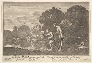 Tobiasz i anioł, 1644-52. autorstwa Wenceslaus Hollar