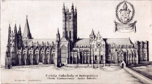 Widok katedry w Canterbury od południa, ok. 1638-66 autorstwa Wenceslaus Hollar