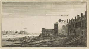 Widok pałacu Lambeth od strony rzeki na schodach Whitehall autorstwa Wenceslaus Hollar