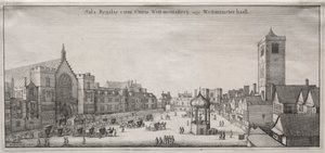 Widok na Londyn: New Palace Yard z Westminster Hall i Clock House autorstwa Wenceslaus Hollar