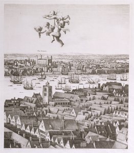 Widok Londynu, opublikowano 1647 (kopia faksymile) (szczegół) autorstwa Wenceslaus Hollar