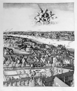 Widok Londynu, opublikowano 1647 (kopia faksymile) (szczegół) autorstwa Wenceslaus Hollar