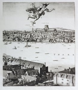 Widok Londynu, opublikowano 1647 (kopia faksymile) (szczegół) autorstwa Wenceslaus Hollar