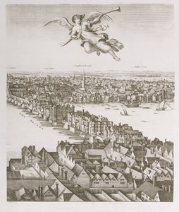Widok Londynu, opublikowano 1647 (kopia faksymile) (szczegół) autorstwa Wenceslaus Hollar