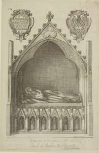 Widok grobu Avaline, hrabiny Lancaster (żony Edmunda, hrabiego Lancaster) w opactwie westminsterskim, 1666