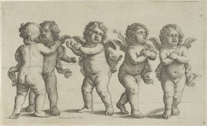 Pięć Cherubinów Pedopaegion (tytuł serii) autorstwa Wenceslaus Hollar