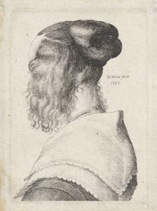 Kobieta z włosami do góry, widziana ukośnie z tyłu autorstwa Wenceslaus Hollar