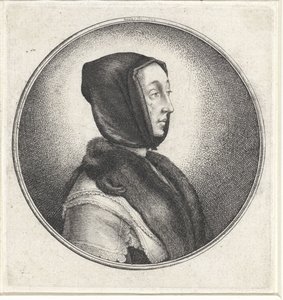 Kobieta w czarnej chuście i futrzanej stule Medaliony z kobiecymi popiersiami (tytuł serii) autorstwa Wenceslaus Hollar