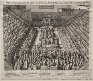 Westminster Hall, wnętrze, z procesem hrabiego Strafford