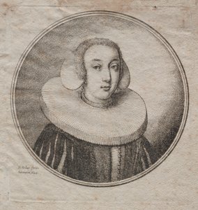 Kobieta z kryzą z kamienia młyńskiego, 1644. autorstwa Wenceslaus Hollar