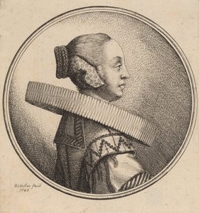 Kobieta z kryzą w profilu, 1643. autorstwa Wenceslaus Hollar