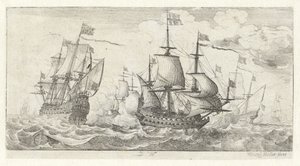 Bitwa morska Pejzaże morskie (tytuł serii) autorstwa Wenceslaus Hollar