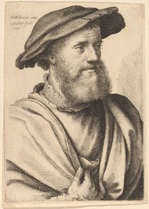 Mężczyzna z brodą wyglądającą dobrze (Hans Holbein?) autorstwa Wenceslaus Hollar after Hans Holbein the Younger