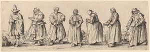 Żebracy mężczyźni i kobiety autorstwa Wenceslaus Hollar after Jacques Callot