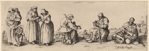 Sześciu żebraków mężczyzn i kobiet autorstwa Wenceslaus Hollar after Jacques Callot