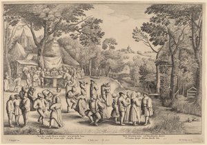 Rustykalny taniec weselny autorstwa Wenceslaus Hollar after Jan Brueghel the Elder