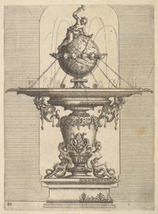 Projekt fontanny, tablica 80 z Architettury Dietterlina, 1598. autorstwa Wendel Dietterlin the Elder