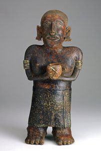 Stojąca figura kobieca, ok. 200 p.n.e.-300 n.e. (ceramika z czerwoną, białą i czarną farbą poślizgową) autorstwa West Mexican