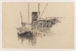 Zacumowana żaglówka, Newport autorstwa Whitney Warren