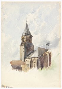 Rysunek, Saint Germain-des-Prés, Paryż, ok. 1887 r. autorstwa Whitney Warren Jr.