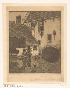 Tylna fasada ratusza w Oud-Beijerland Kanał w Starej Bawarii (tytuł oryginalny) autorstwa Wijnand Otto Jan Nieuwenkamp (signed by artist)