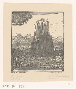 Budowa wieży Babel Budynek wieży (tytuł oryginalny) autorstwa Wijnand Otto Jan Nieuwenkamp (signed by artist)