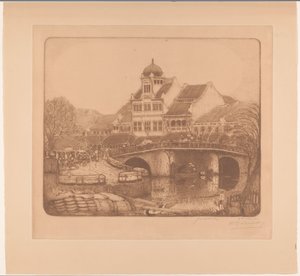 Most i budynek biurowy w Batavia U Kali Besar w Batawii (tytuł oryginalny)