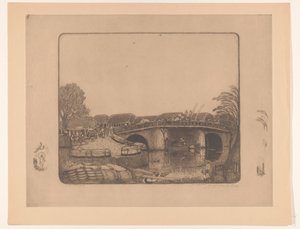 Brugia w Batawii Aan de Kali Besar te Batavia (tytuł oryginalny) autorstwa Wijnand Otto Jan Nieuwenkamp (signed by artist)
