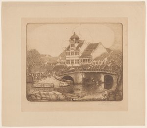 Budynek biurowy firmy Sluyters & Co. Kali Besar Batavia (tytuł oryginalny) autorstwa Wijnand Otto Jan Nieuwenkamp (signed by artist)