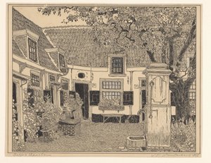 Hofje van Loo w Haarlemie autorstwa Wijnand Otto Jan Nieuwenkamp (signed by artist)