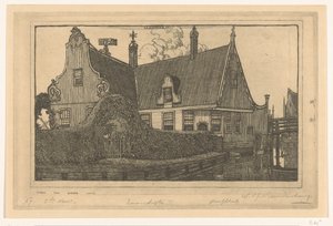 Drewniany dom na wodzie w Zaandijk Dom w Zaandijk (tytuł oryginalny) autorstwa Wijnand Otto Jan Nieuwenkamp (signed by artist)
