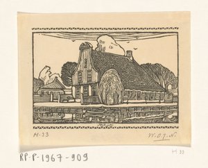 Dom z drewnianą fasadą nad kanałem w Edam Dom w Edamie (tytuł oryginalny) autorstwa Wijnand Otto Jan Nieuwenkamp (signed by artist)