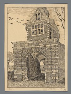 Oosterpoort w mieście Hoorn autorstwa Wijnand Otto Jan Nieuwenkamp (signed by artist)