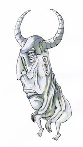 Rogata istota z świata fantasy autorstwa Wildemar Doomgriever
