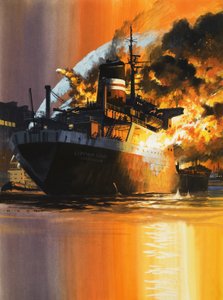 Blazing Ship autorstwa Wilf (20th century) Hardy