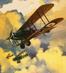 Żołnierze Królewskiego Korpusu Lotniczego walczący z zagrożeniem ze strony niemieckiej flotylli pływającej autorstwa Wilf (20th century) Hardy