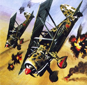 Dwa Fiaty CR 42 autorstwa Wilf (20th century) Hardy