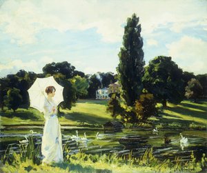 Lynne Fontanne nad Tamizą autorstwa Wilfred Gabriel de Glehn