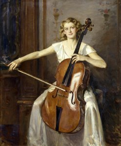 Portret Florence Hooton grającej na wiolonczeli. Wilfred de Glehn