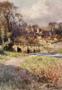 Widok na wioskę Sutton (kolorowa litografia) autorstwa Wilfrid Williams Ball