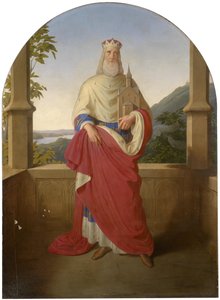 Bogdan Mandic, ou Frere Leopold dit Leopold de Castelnuovo - Święty Leopold devant le Danube et la montagne Leopoldsberg - Święty Leopold przed widokiem na Dunaj i Leopoldsberg w tle, Rieder, Wilhelm August (1796-1880). olej na płótnie
