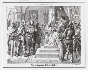 Niemieccy anabaptyści w łańcuchach po zdobyciu Muenster autorstwa Wilhelm Camphausen