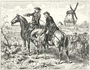 Książę Marlborough i książę Eugene Sabaudii w bitwie pod Malplaquet autorstwa Wilhelm Camphausen