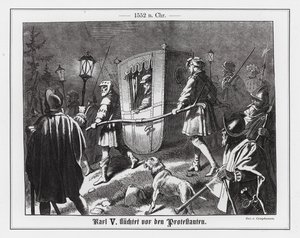 Święty Cesarz Rzymski Karol V uciekający przed protestantami autorstwa Wilhelm Camphausen